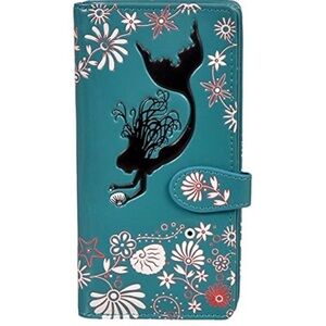 Shag Wear Teal Mermaid Embroidered Women’s Wallet Vegan Large Pockets Whimsy
